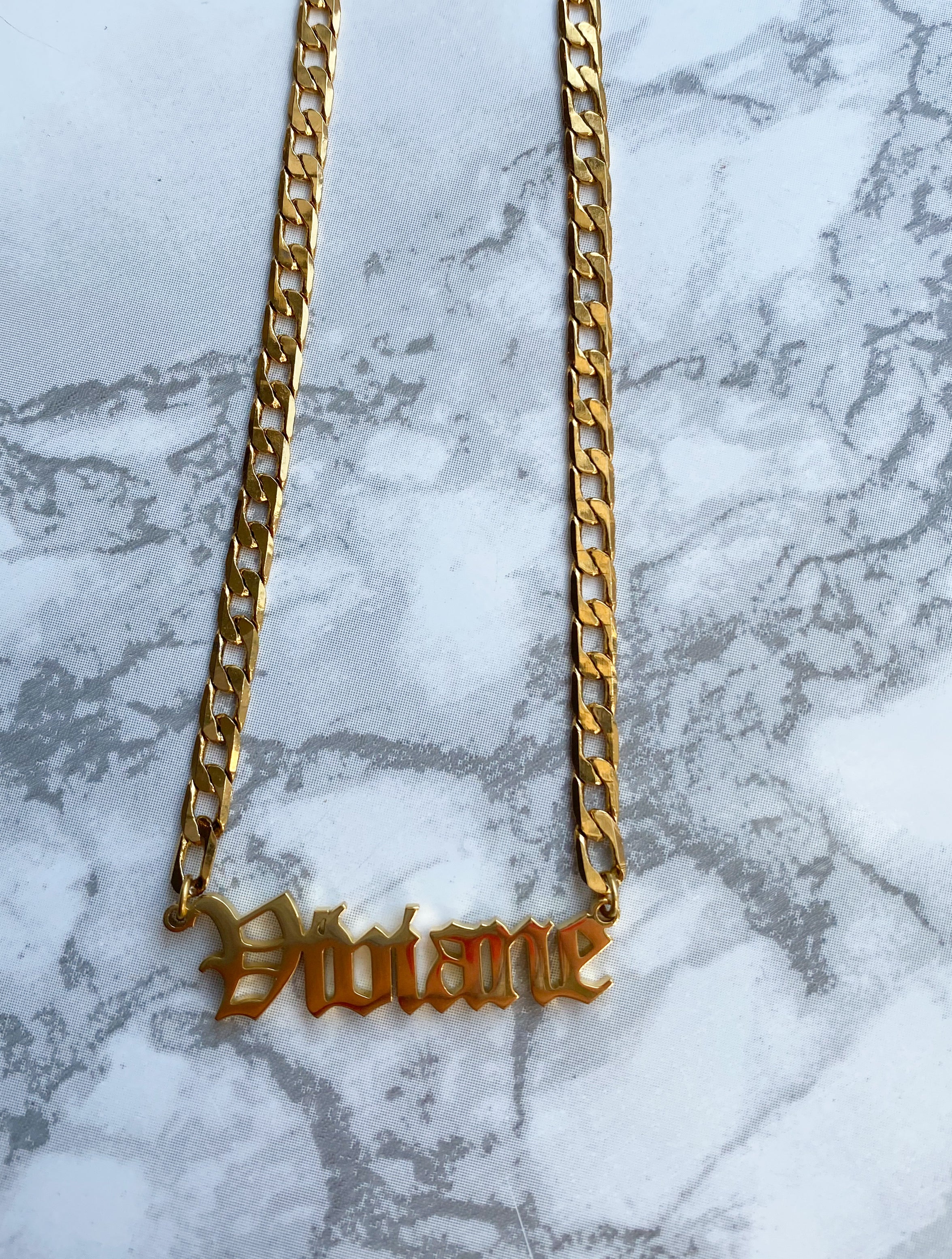 Old English Name Necklace - Rania Dabagh Jewelry
