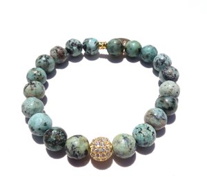 Beth Gold Bracelet - African Turquoise / Standard size / 