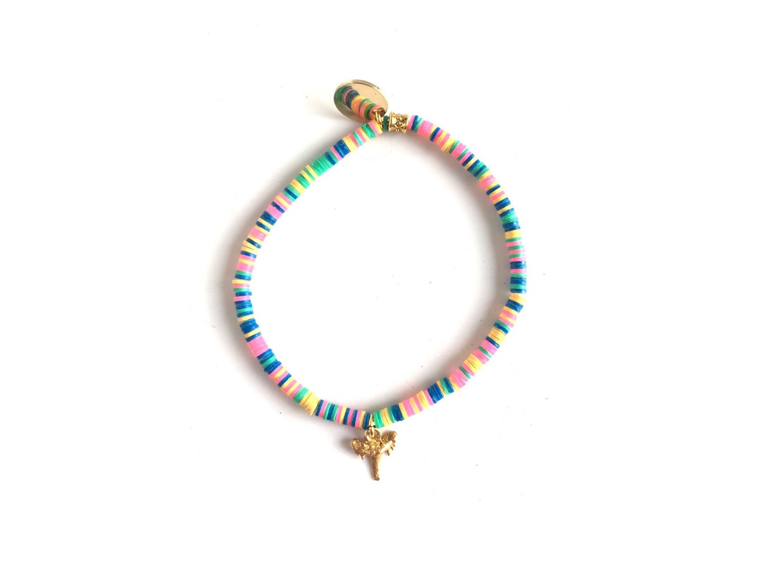 Milo Bracelet - Vinyl disc beads (neon) / Standard size / 