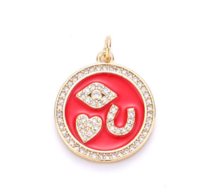 Eye Love U Enamel Charm - Red - Rania Dabagh Jewelry