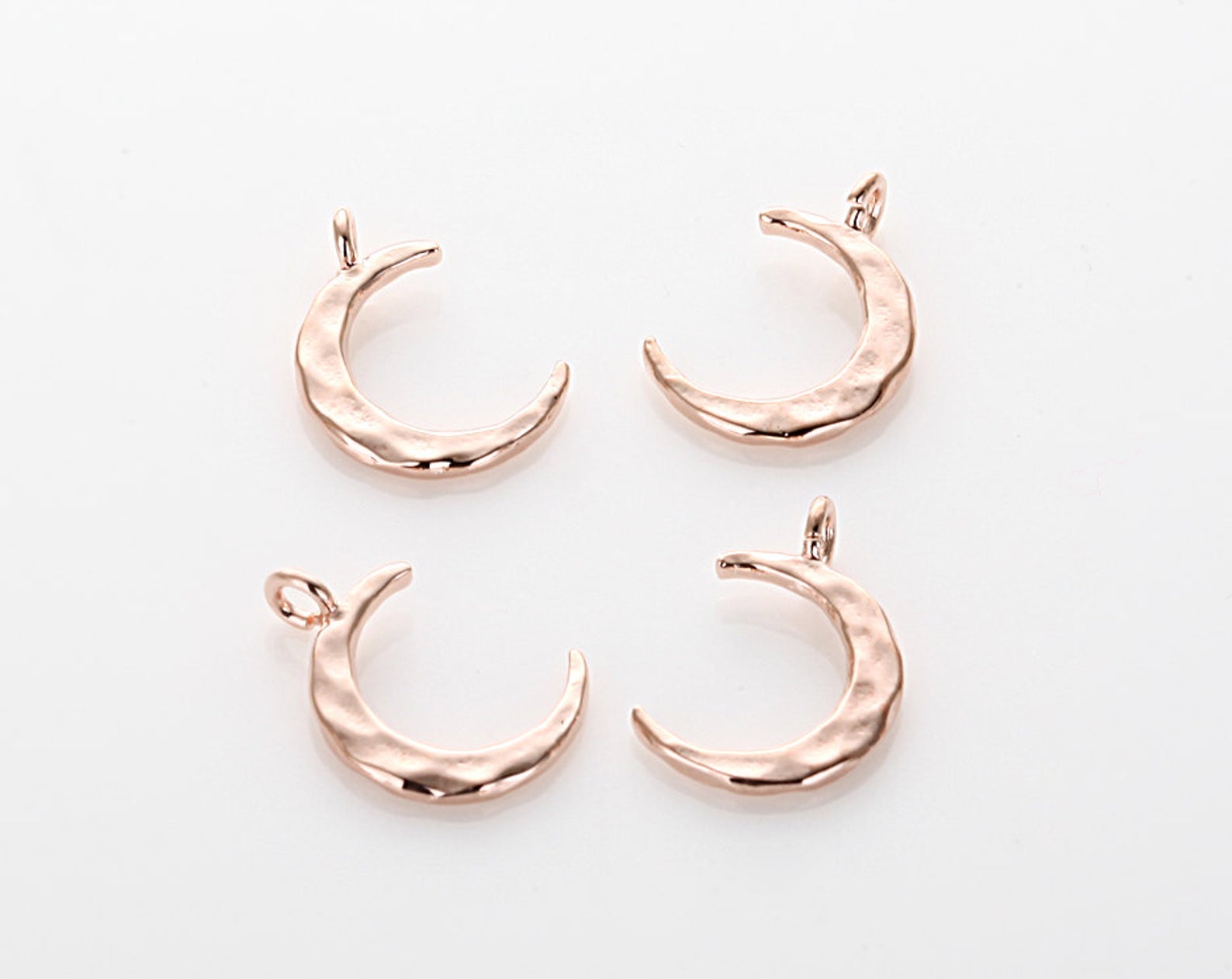 Rose gold hammered moon charm - Rania Dabagh Jewelry