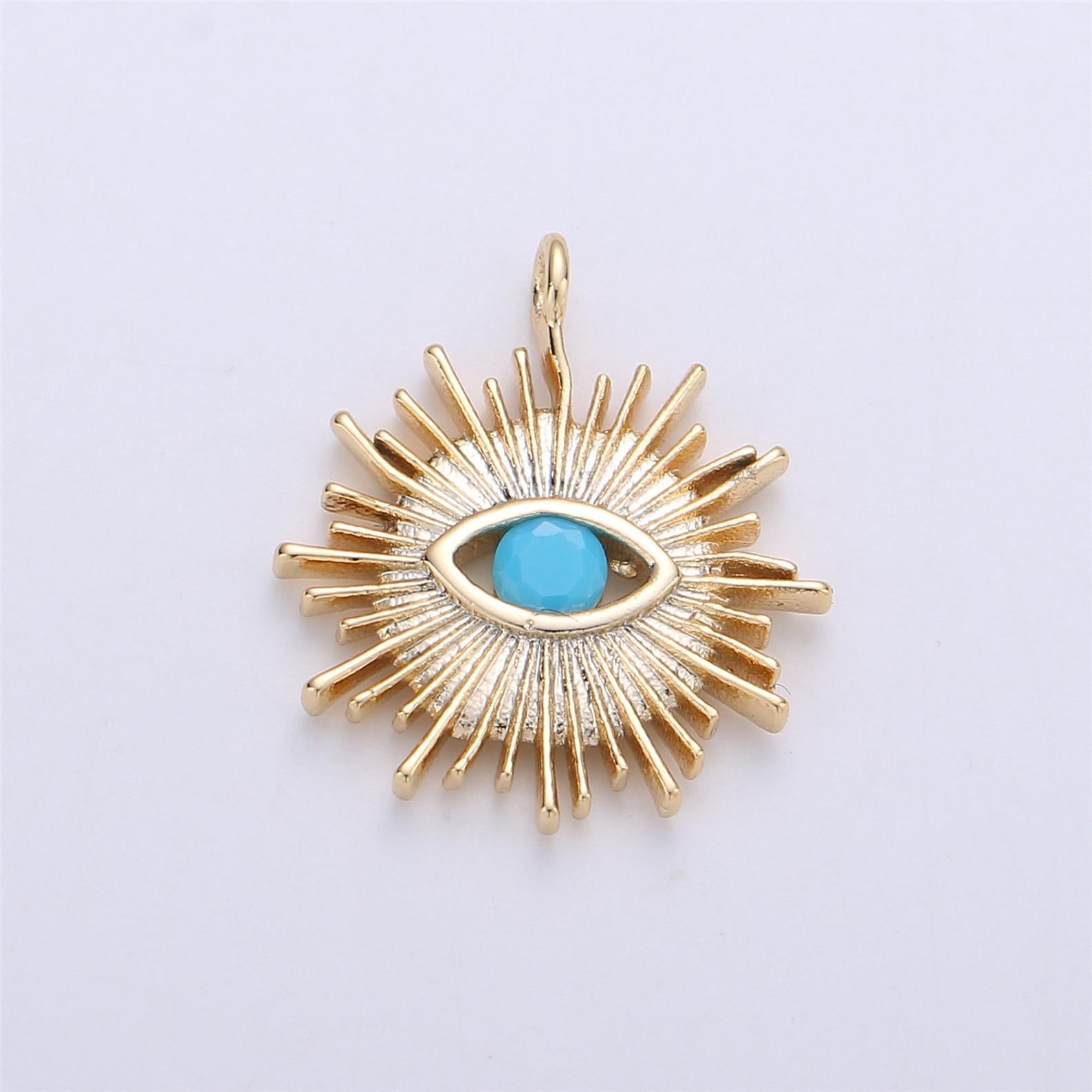 Sunburst Turquoise Evil Eye Charm - Rania Dabagh Jewelry