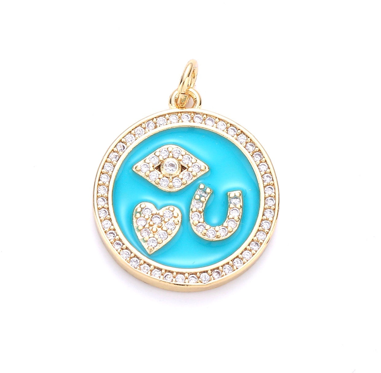 Eye Love U Enamel Charm - Turquoise - Rania Dabagh Jewelry
