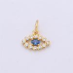 Pave Blue Sapphire Evil Eye Charm - Rania Dabagh Jewelry