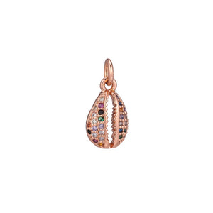 Rose gold rainbow cowrie shell charm - Rania Dabagh Jewelry