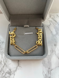 Double Name Pave Necklace