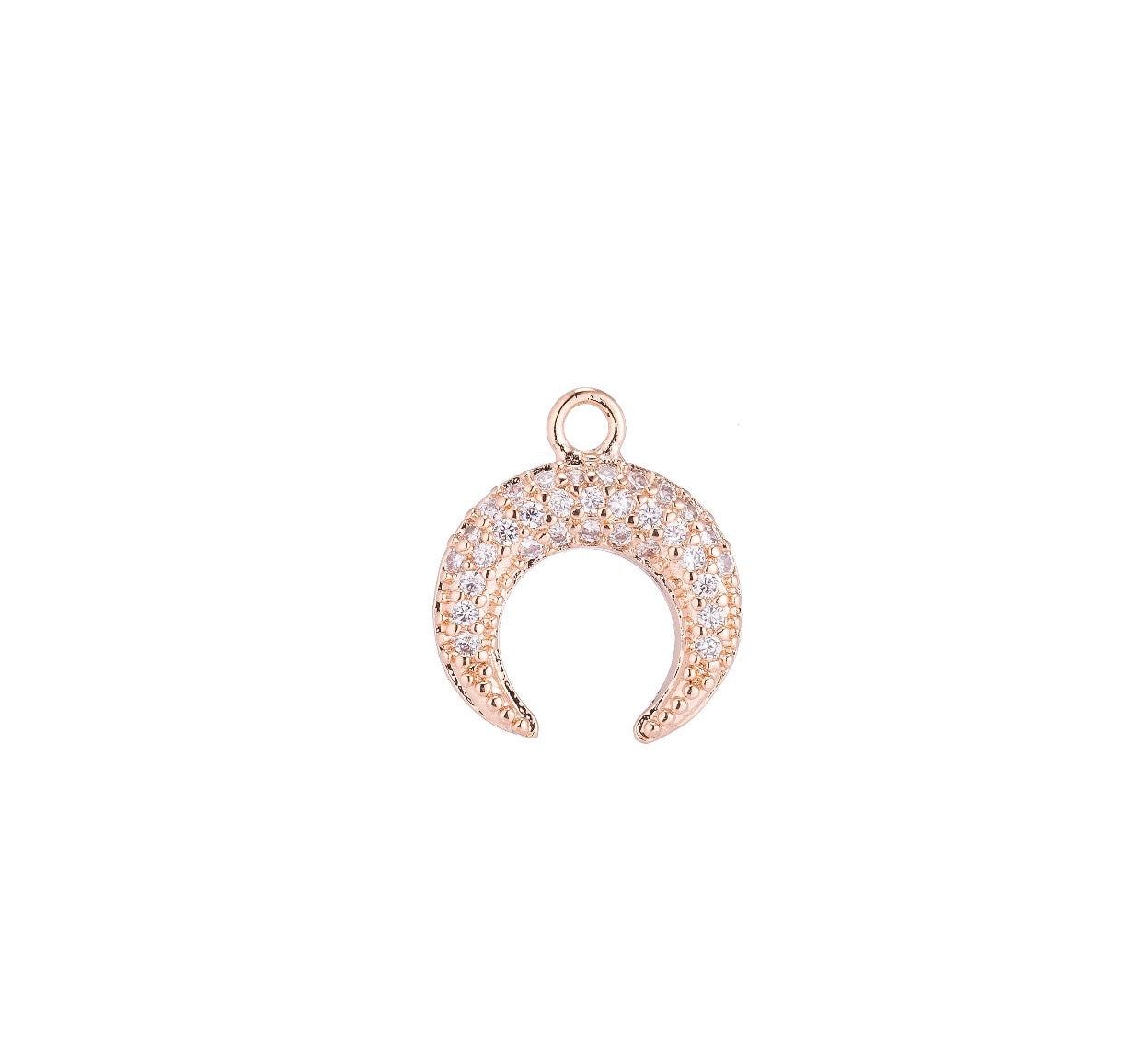 Rose Gold Pave Crescent Charm