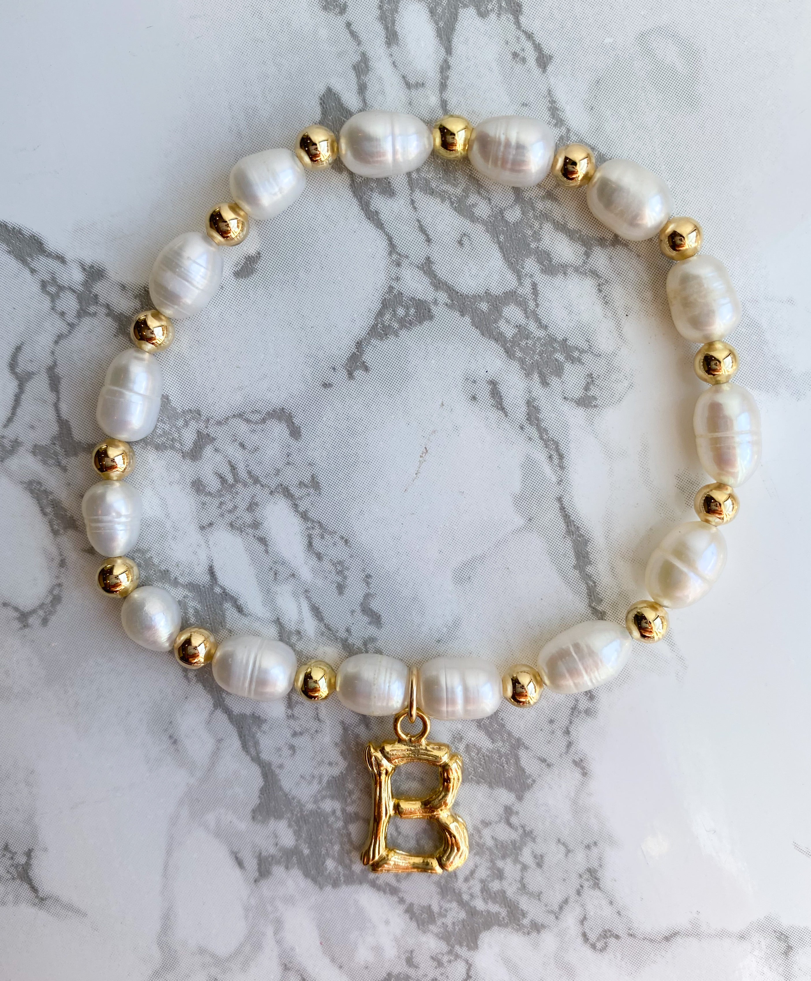 Pearl Initial Bracelet - Rania Dabagh Jewelry