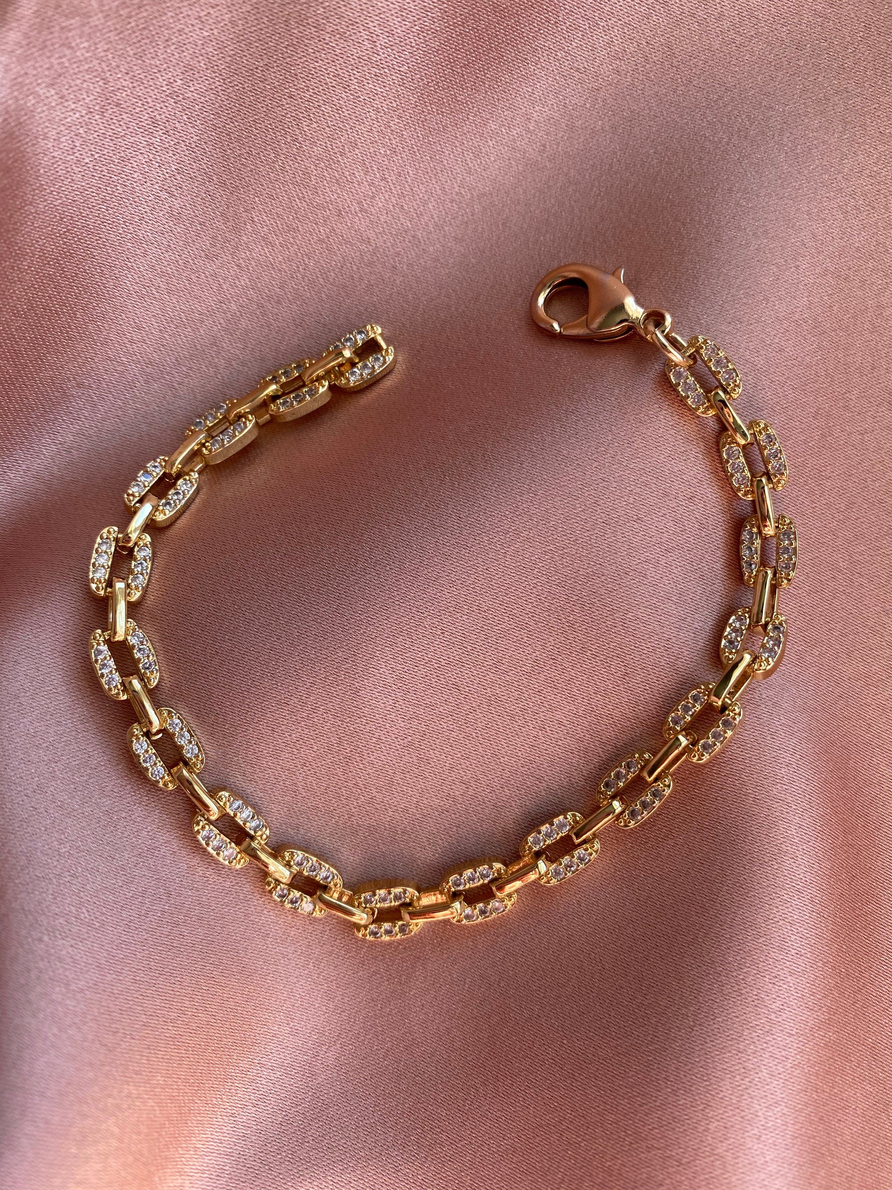 Pave Box Chain Bracelet