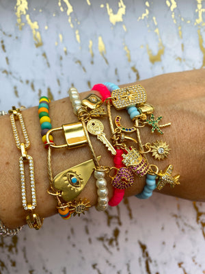 Rainbow Bar Charm Bracelet - Rania Dabagh Jewelry