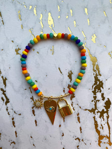 Rainbow Bar Charm Bracelet - Rania Dabagh Jewelry