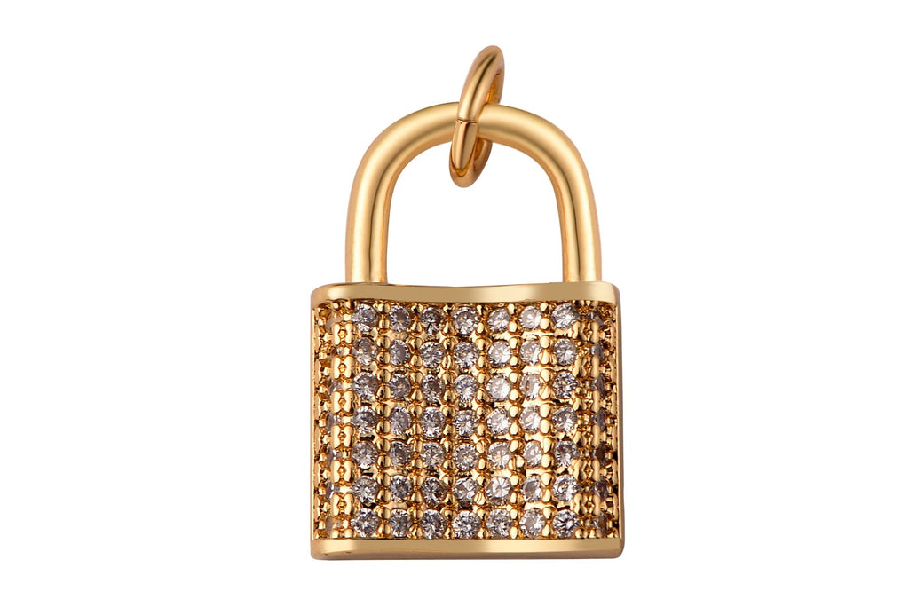 Pave cubic zirconia lock charm - Rania Dabagh Jewelry